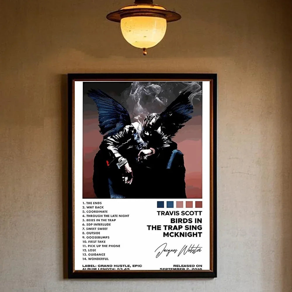 T-Travis Scott Astroworld Jackboys Music Album Poster art canvas painting home living room bedroom bar aesthetic decorati