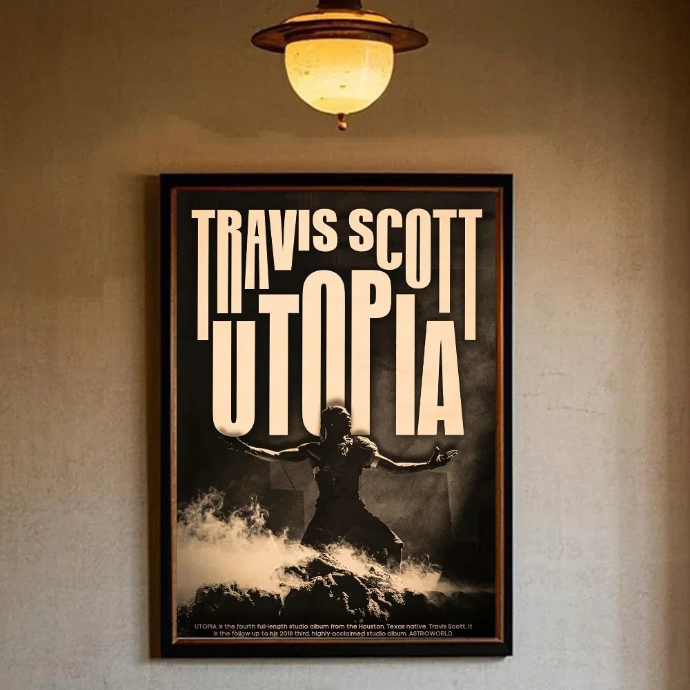 T-Travis Scott Astroworld Jackboys Music Album Poster art canvas painting home living room bedroom bar aesthetic decorati