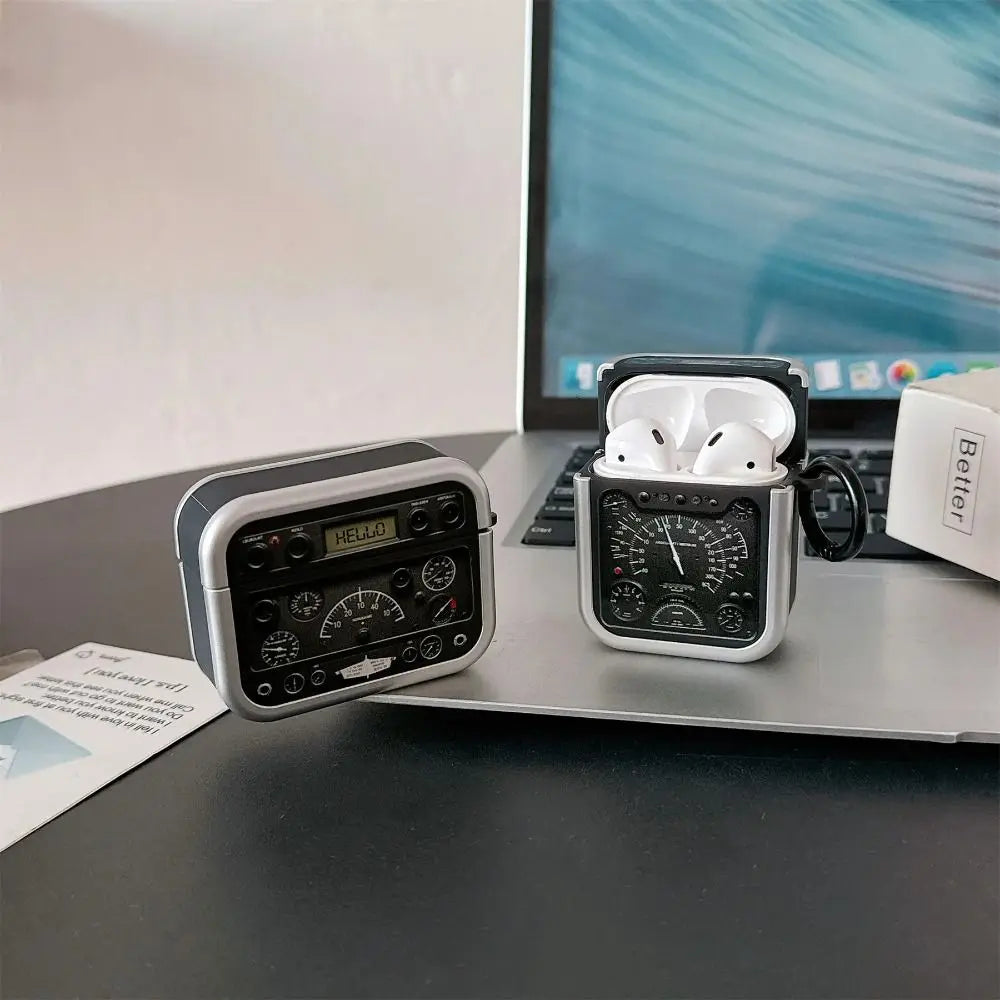 Vintage Radio Earphone Case TPU with Hook Bluetooth Earbuds Case Anti Scratch Shockproof for Airpods 1/2/3/4/pro/pro2