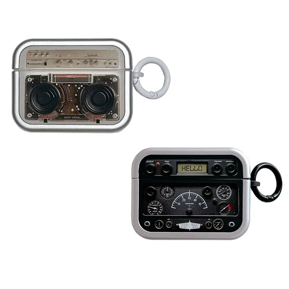 Vintage Radio Earphone Case TPU with Hook Bluetooth Earbuds Case Anti Scratch Shockproof for Airpods 1/2/3/4/pro/pro2