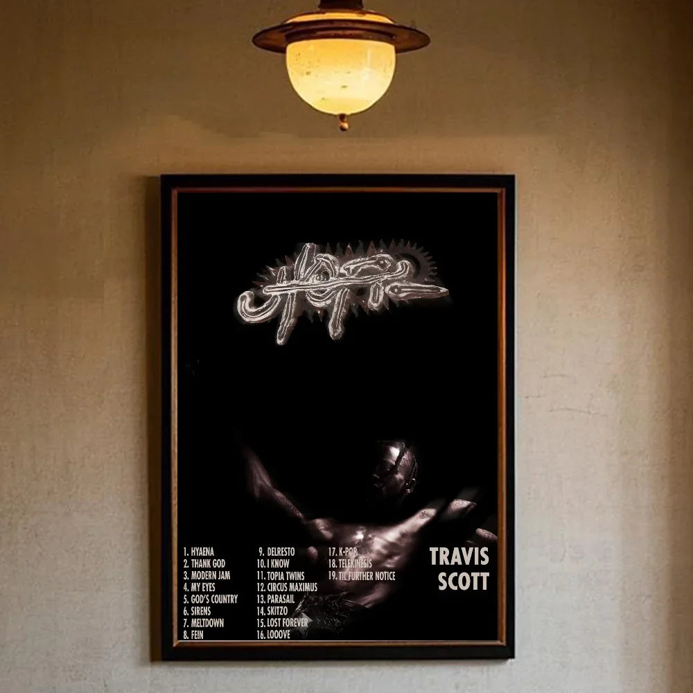 T-Travis Scott Astroworld Jackboys Music Album Poster art canvas painting home living room bedroom bar aesthetic decorati