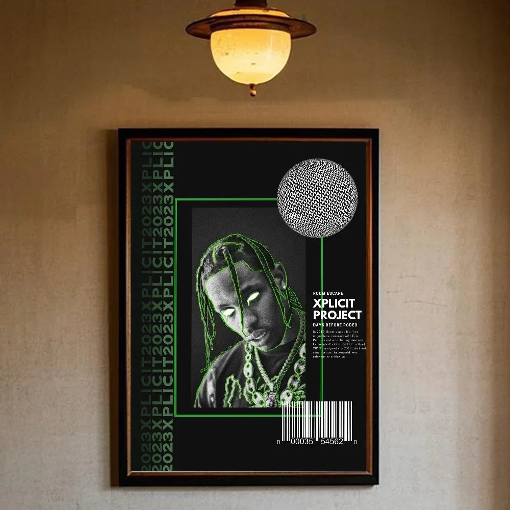 T-Travis Scott Astroworld Jackboys Music Album Poster art canvas painting home living room bedroom bar aesthetic decorati