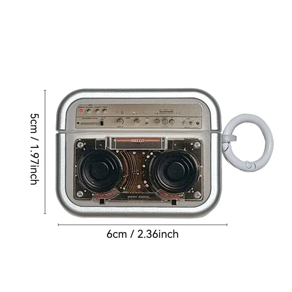Vintage Radio Earphone Case TPU with Hook Bluetooth Earbuds Case Anti Scratch Shockproof for Airpods 1/2/3/4/pro/pro2