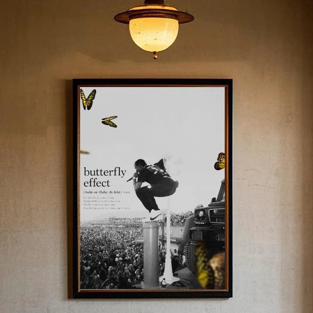 T-Travis Scott Astroworld Jackboys Music Album Poster art canvas painting home living room bedroom bar aesthetic decorati