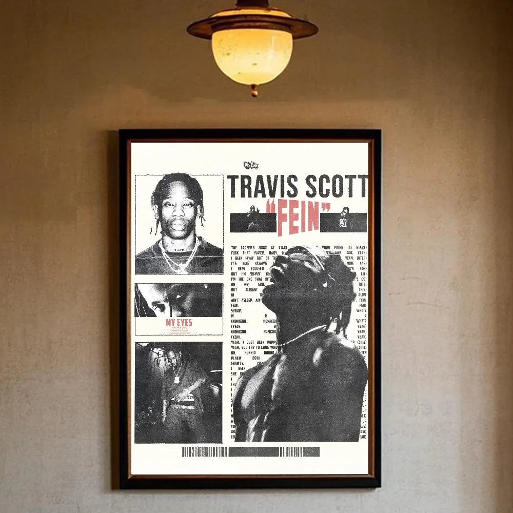 T-Travis Scott Astroworld Jackboys Music Album Poster art canvas painting home living room bedroom bar aesthetic decorati