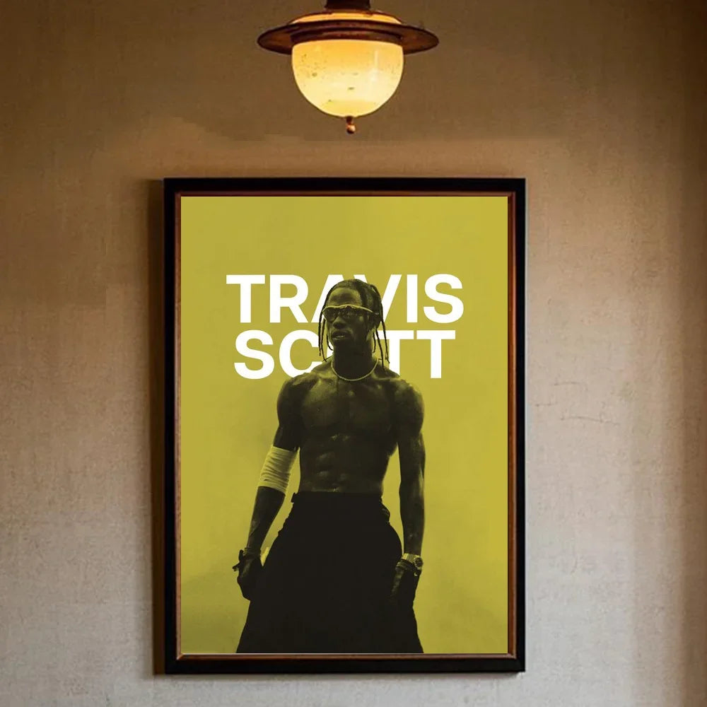 T-Travis Scott Astroworld Jackboys Music Album Poster art canvas painting home living room bedroom bar aesthetic decorati