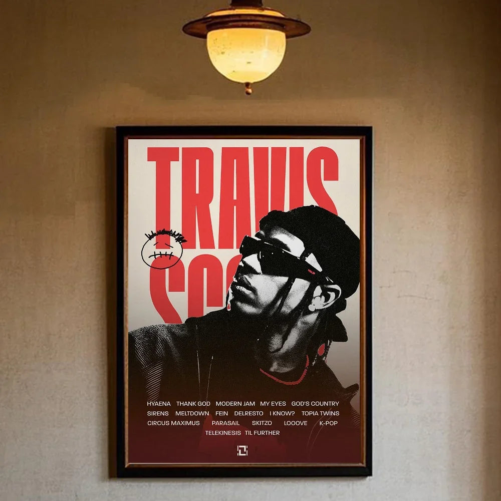 T-Travis Scott Astroworld Jackboys Music Album Poster art canvas painting home living room bedroom bar aesthetic decorati